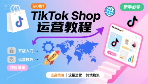 TikTok Shop从0到1运营教程，TikTok跨境电商新手必学课程-華夏云创
