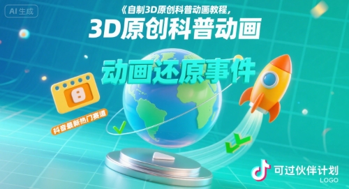 自制3D原创科普动画教程，动画还原事件，抖音最新热门赛道，可过伙伴计划-華夏云创