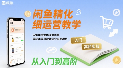 闲鱼精细化运营入门+高阶实战教学，闲鱼卖货整体运营思路，零成本零风险轻创业电商项目-财富区