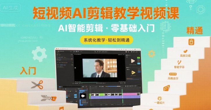 短视频AI剪辑教学视频课，入门到精通-财富区