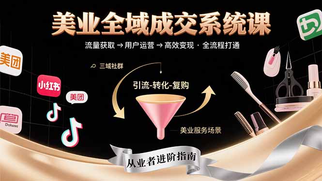 美业全域成交系统课程：帮助美业从业者打通从流量获取到高效变现全流程-轻创终点站