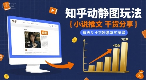 小说推文干货分享之知乎动静图玩法，每天3-4位数爆单实操课-飞叔云网创