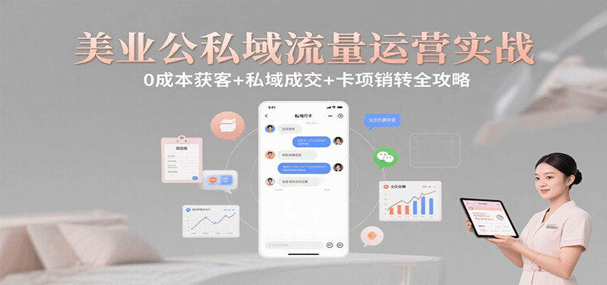 美业公私域流量运营实战：0成本获客+私域成交+卡项销转全攻略-飞叔云网创