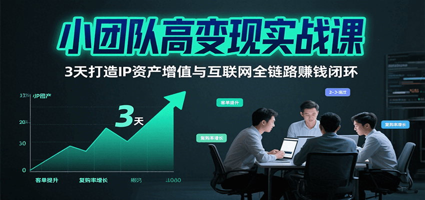 小团队高变现实战课，3天打造IP资产增值与互联网全链路赚钱闭环（第二期）-青年云网创—高质量项目商城