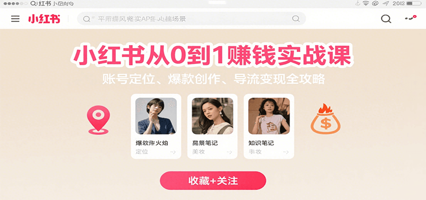 小红书从0到1赚钱实战课：账号定位、 爆款创作 、导流变现全攻略-飞叔云网创