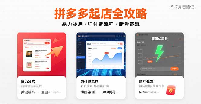 拼多多起店全攻略，暴力冷启，强付费流程，暗券截流，5-7月已验证的方法-飞叔云网创