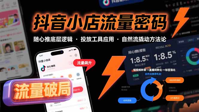 抖音小店流量密码，随心推底层逻辑，投放工具应用，自然流撬动核心方法论-轻创终点站