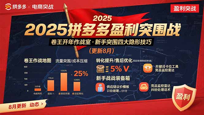 2025拼多多盈利突围战：卷王开年作战室，新手突围四大隐形技巧(更新8月)-轻创终点站
