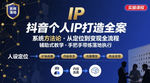 抖音个人IP系统落地实操大课，实操课程，辅助落地-青年云网创—高质量项目商城