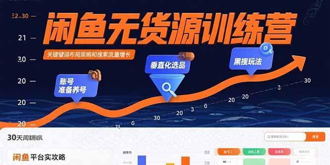 闲鱼无货源训练营：账号准备养号/垂直化选品/黑搜玩法，0基础30天盈利指南-青年云网创—高质量项目商城