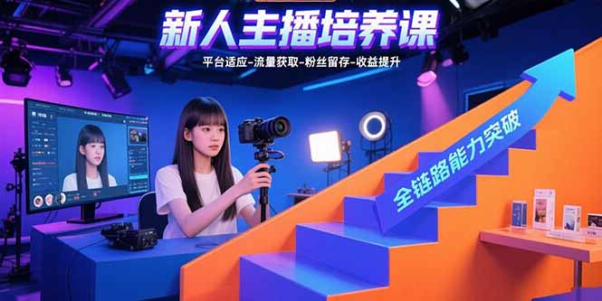 新人主播培养课：平台适应-流量获取-粉丝留存-收益提升 全链路能力突破-青年云网创—高质量项目商城