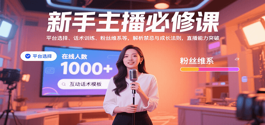 新手主播必修课：平台选择、话术训练、粉丝维系等，解析禁忌与成长法则，突破直播能力-華夏云创