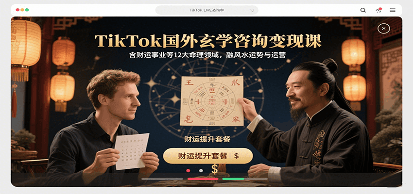 TikTok国外玄学咨询变现课，含财运事业等12大命理领域，融风水运势与运营-華夏云创