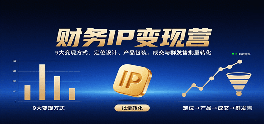 财务IP变现营：9大变现方式、定位设计、产品包装，成交与群发售批量转化-華夏云创