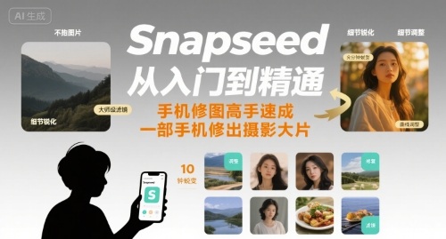 Snapseed从入门到精通，手机修图高手速成，一部手机就能修出摄影大片-轻创终点站