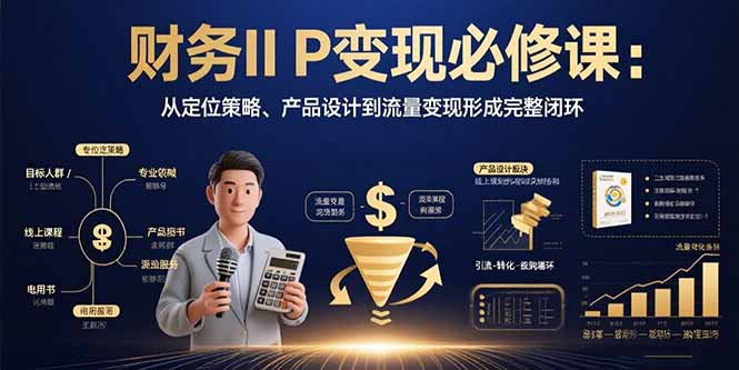 财务IP变现必修课：从定位策略、产品设计到流量变现形成完整闭环-青年云网创—高质量项目商城
