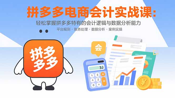 拼多多电商会计实战课：轻松掌握拼多多特有的会计逻辑与数据分析能力-轻创终点站