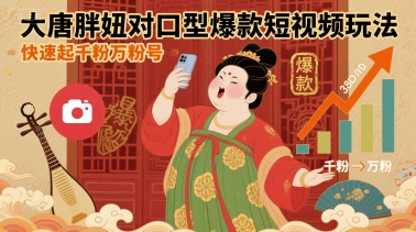 大唐胖妞对口型爆款短视频玩法，快速起千粉万粉号-華夏云创