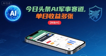 今日头条AI军事赛道，单日收益多张 ，手机可做【附指令】-華夏云创
