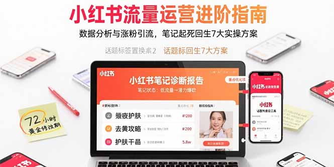 小红书流量运营进阶指南，数据分析与涨粉引流，笔记起死回生7大实操方案-華夏云创