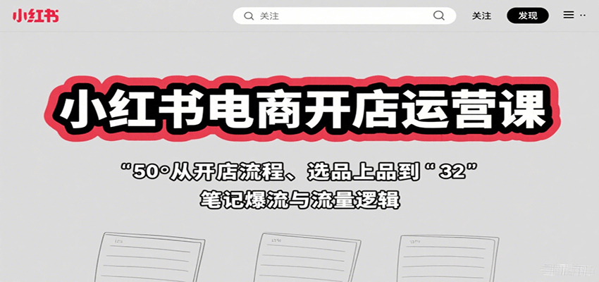 小红书电商开店运营课：从开店流程、选品上品到笔记爆流与流量逻辑-青年云网创—高质量项目商城