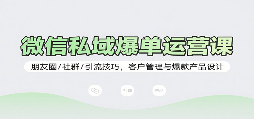 微信私域爆单运营课：朋友圈/社群/引流技巧，客户管理与爆款产品设计-青年云网创—高质量项目商城