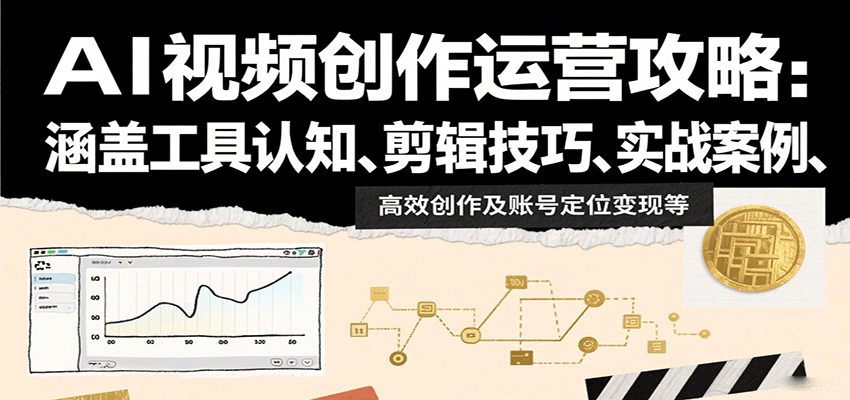 AI视频创作运营攻略：涵盖工具认知、剪辑技巧、实战案例、高效创作及账号定位变现等-test