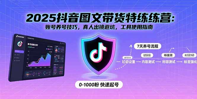 2025抖音图文带货特练营：账号养号技巧，真人出镜避坑，工具使用指南-青年云网创—高质量项目商城