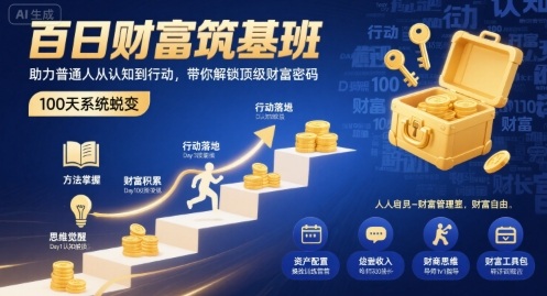 百日财富筑基班，助力普通人从认知到行动，带你解锁顶级财富密码-星舰联盟