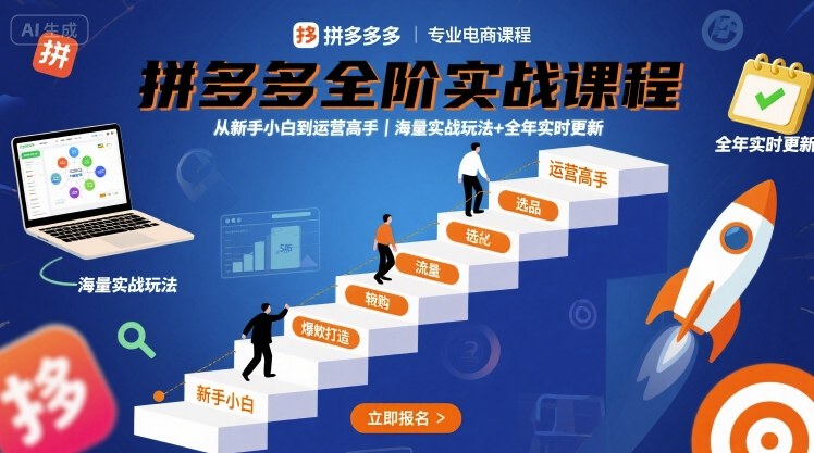 拼多多全阶实战课程，从新手小白到运营高手，海量实战玩法+全年实时更新【2025年9月更新】-test