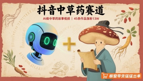 抖音中草药赛道，用AI做中草药故事视频，45条作品涨粉13W，橱窗带货猛猛出单-星舰联盟