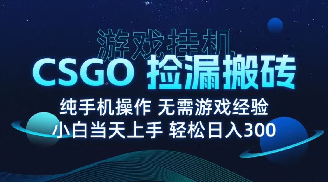 9月最新游戏搬砖，CSGO纯挂机，不需要玩游戏，实现真挂机，月入1W+-星舰联盟