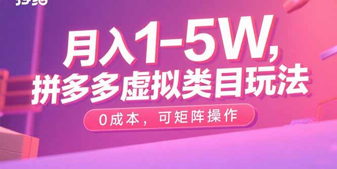 月入1-5W，拼多多虚拟类目玩法，0成本，可矩阵操作-星舰联盟