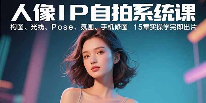 人像IP自拍系统课：构图、光线、Pose、氛围、手机修图 15章实操学完即出片-搞个副业