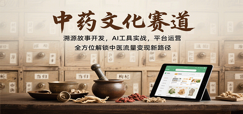 中药文化赛道：溯源故事开发，AI工具实战，平台运营，全方位解锁中医流量变现新路径-青年云网创—高质量项目商城