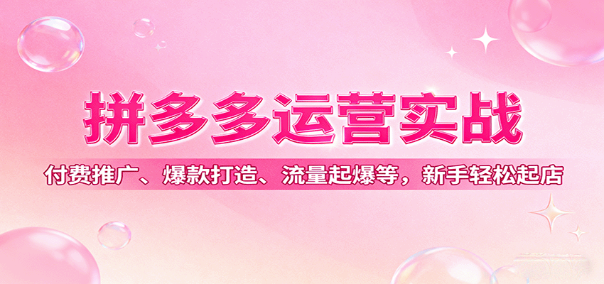 拼多多运营实战，付费推广、爆款打造、流量起爆等，新手轻松起店-飞叔云网创