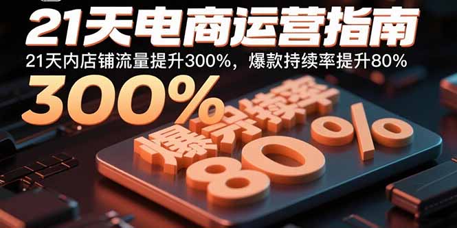 21天电商运营指南：21天内店铺流量提升300%，爆款持续率提升80%-飞叔云网创