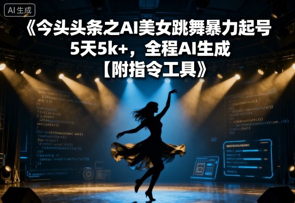 今日头条之AI美女跳舞暴力起号，5天1k+，全程AI生成【附指令工具】-飞叔云网创