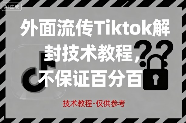 外面流传Tiktok解封技术教程，不保证百分百，具体自测-飞叔云网创