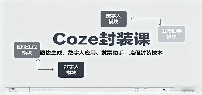 Coze封装课，图像生成、数字人应用、发票助手，流程封装技术-飞叔云网创