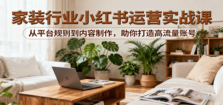 小红书家装行业运营实战课：从平台规则到内容制作，助你打造高流量账号-飞叔云网创