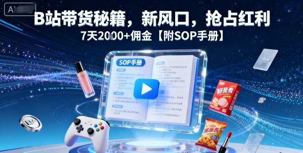 B站带货秘籍，新风口，抢占红利，7天2k+佣金【附SOP手册】-華夏云创