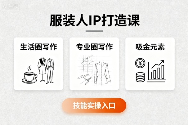 服装人IP打造课，文案创富+生活圈写作+专业圈写作+服装人专属+吸金元素+技能实操-小目标轻创
