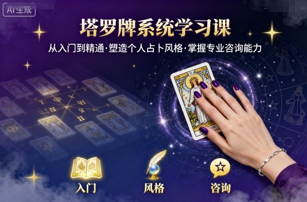 塔罗牌系统学习课，助你从入门到精通，塑造个人占卜风格，掌握专业咨询能力-小目标轻创