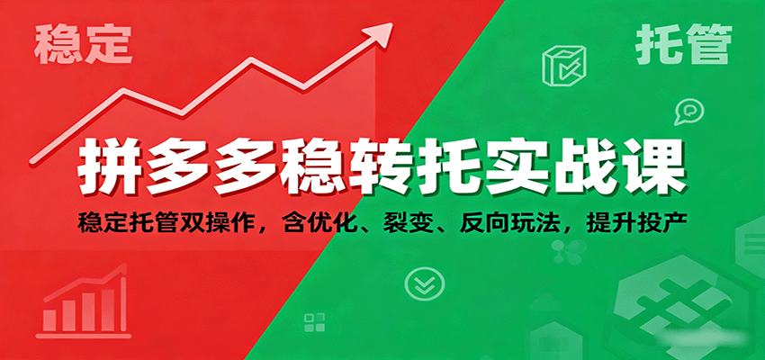 拼多多稳转托实战课：稳定托管双操作，含优化、裂变、反向玩法，提升投产-華夏云创