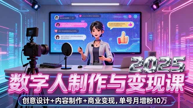 2025数字人制作与变现课，创意设计+内容制作+商业变现，单号月增粉10万+-華夏云创