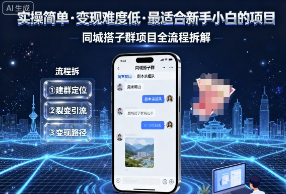 实操简单，变现难度低，最适合新手小白做的项目，每天轻松收入3张，同城搭子群项目全流程拆解-華夏云创