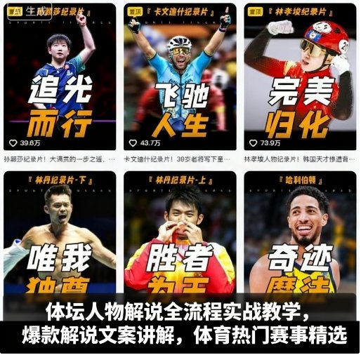 体坛人物解说全流程实战教学，爆款解说文案讲解，体育热门赛事精选-轻创终点站
