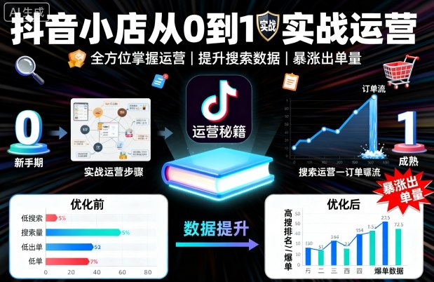 抖音小店从0到1实战运营，帮你全方位掌握小店运营，提升搜索数据与出单量-百创网