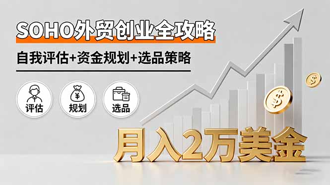 SOHO外贸创业全攻略，自我评估+资金规划+选品策略，月入2万美金-百创网